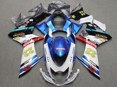 2011-2021 Blue White Red Rockstar 22 Suzuki GSXR600 Bike Fairing Kit