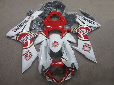 2011-2021 White Lucky Strike Red Motul Suzuki GSXR600 Motorcycle Fairings Kits