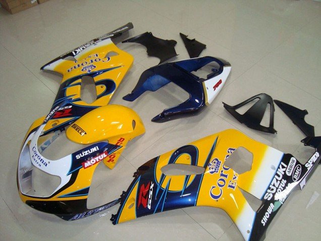 2001-2003 Yellow Blue Corona Extra Motul Suzuki GSXR750 Motorcycle Fairings Kits