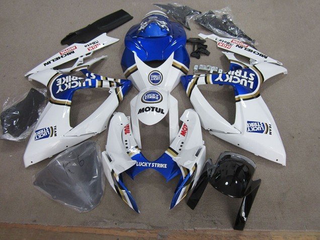 2006-2007 Blue White Lucky Strike Motul Suzuki GSXR750 Motorbike Fairings