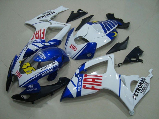 2006-2007 White Blue Fiat 46 Suzuki GSXR750 Motor Bike Fairings