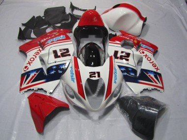 1996-2007 White Red Xerox 21 Suzuki GSXR1300 Hayabusa Motorcycle Fairings