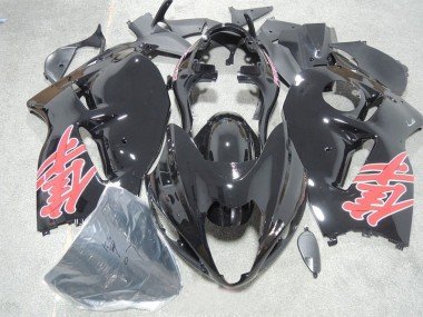 1996-2007 Black Red Decal Suzuki GSXR1300 Hayabusa Motorcycle Fairings Kit