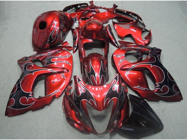 2008-2019 Red Black Flame Suzuki GSXR1300 Hayabusa Motorcyle Fairings