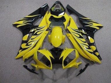 2006-2007 Yellow Black Flame Yamaha YZF R6 Motorbike Fairing Kits