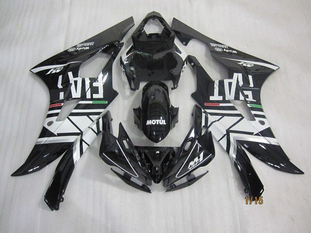 2006-2007 Black White Motul Fiat Yamaha YZF R6 Motorcycle Fairings